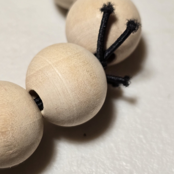 Large Round Natural Wood Beaded Stretchy Bracelet Handmade - Picture 3 of 3